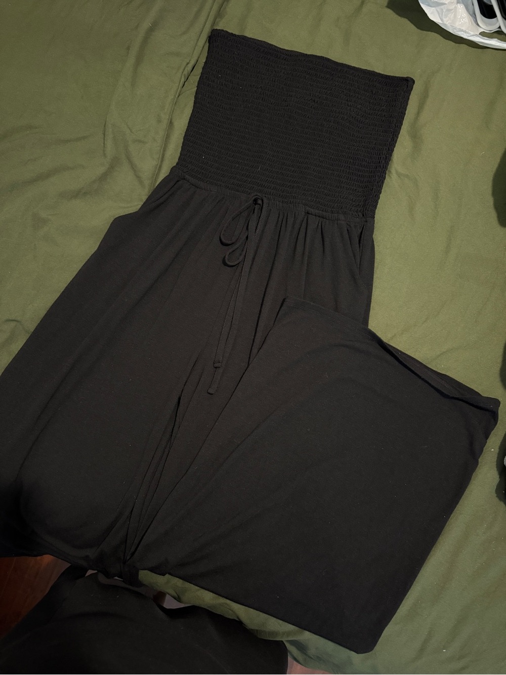 Zenana Outfitters Black Strapless Smocked Waist Jumpsuit